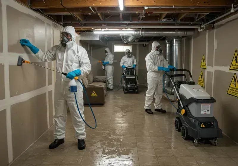 Basement Moisture Removal and Structural Drying process in North Zanesville, OH